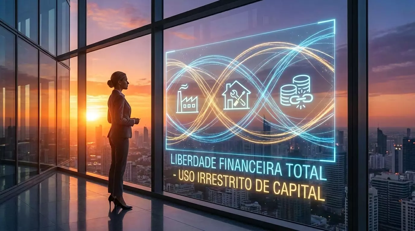 Empresário avaliando múltiplas opções de investimentos, representando a livre destinação do crédito no Home Equity.